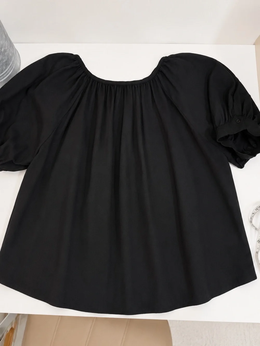 Tuckernuck Black Puff Sleeve Blouse – Size S